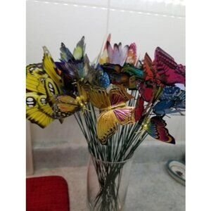 50 PCS Luminous Butterfly Stakes and Dragonfly Stakes Garden Ornaments